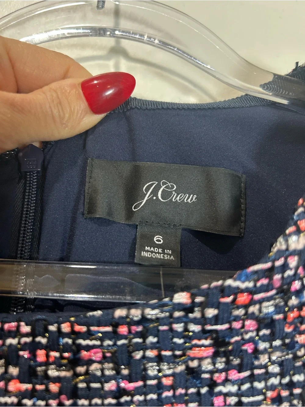 NEW J. Crew A-Line Dress Confetti Tweed Women Sz 6 Sleeveless Fit & Flare Navy